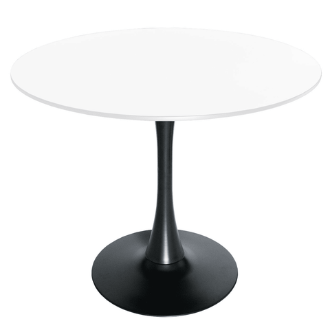 Bristol 32" Round Dining Table with Wood Top and Iron Pedestal Base