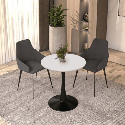 Bristol 27" Round Dining Table with MDF Wood Tabletop in Black Steel