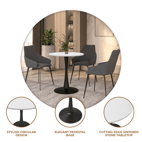 Bristol 24" Round Dining Table with MDF Wood Tabletop in Black Steel