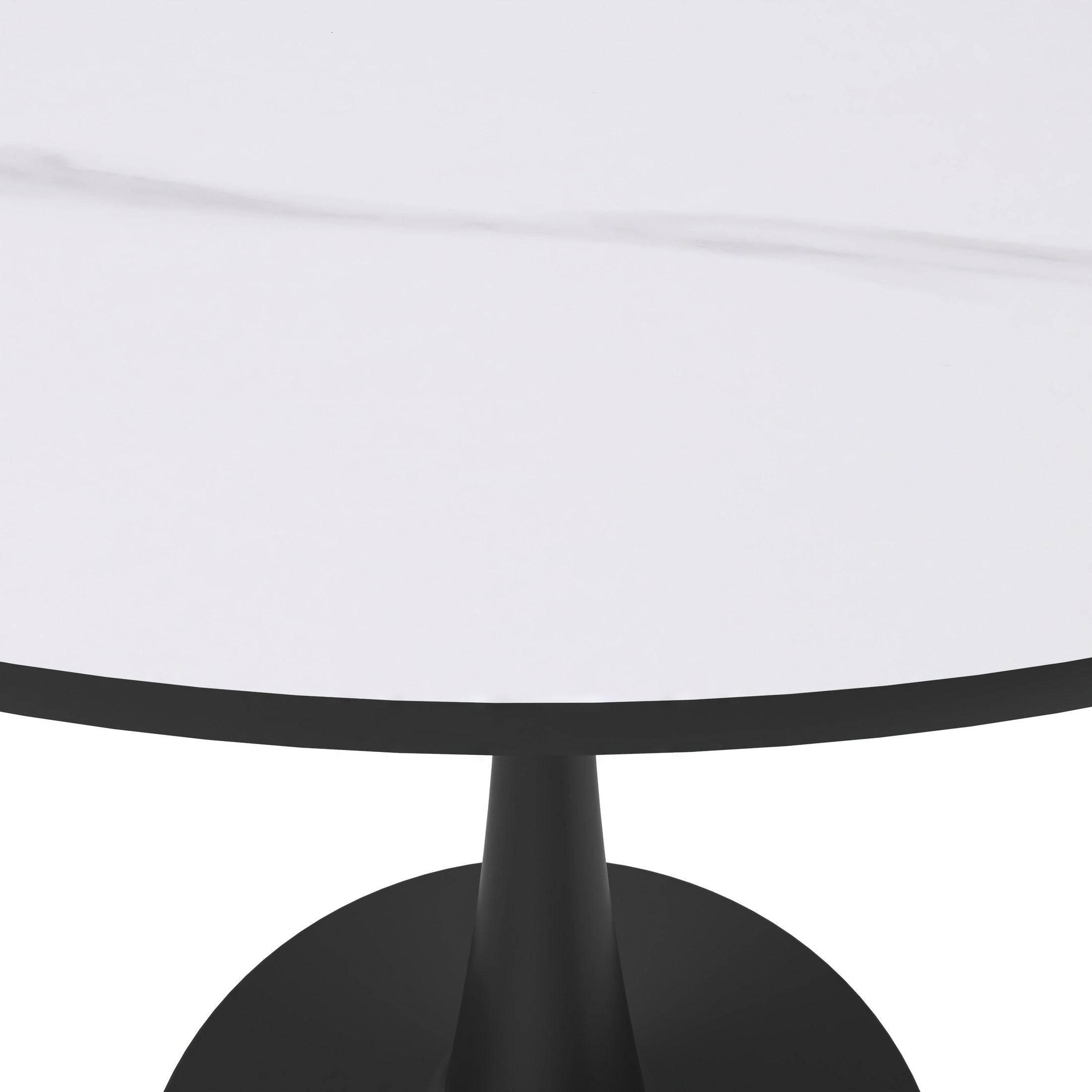 Bristol 31" Round Dining Table with Sintered Stone Tabletop in Black Steel