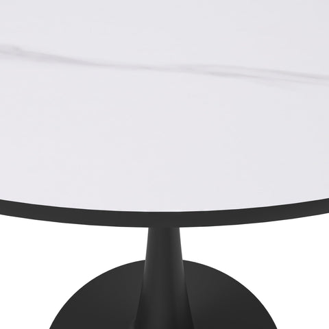 Bristol 31" Round Dining Table with Sintered Stone Tabletop in Black Steel