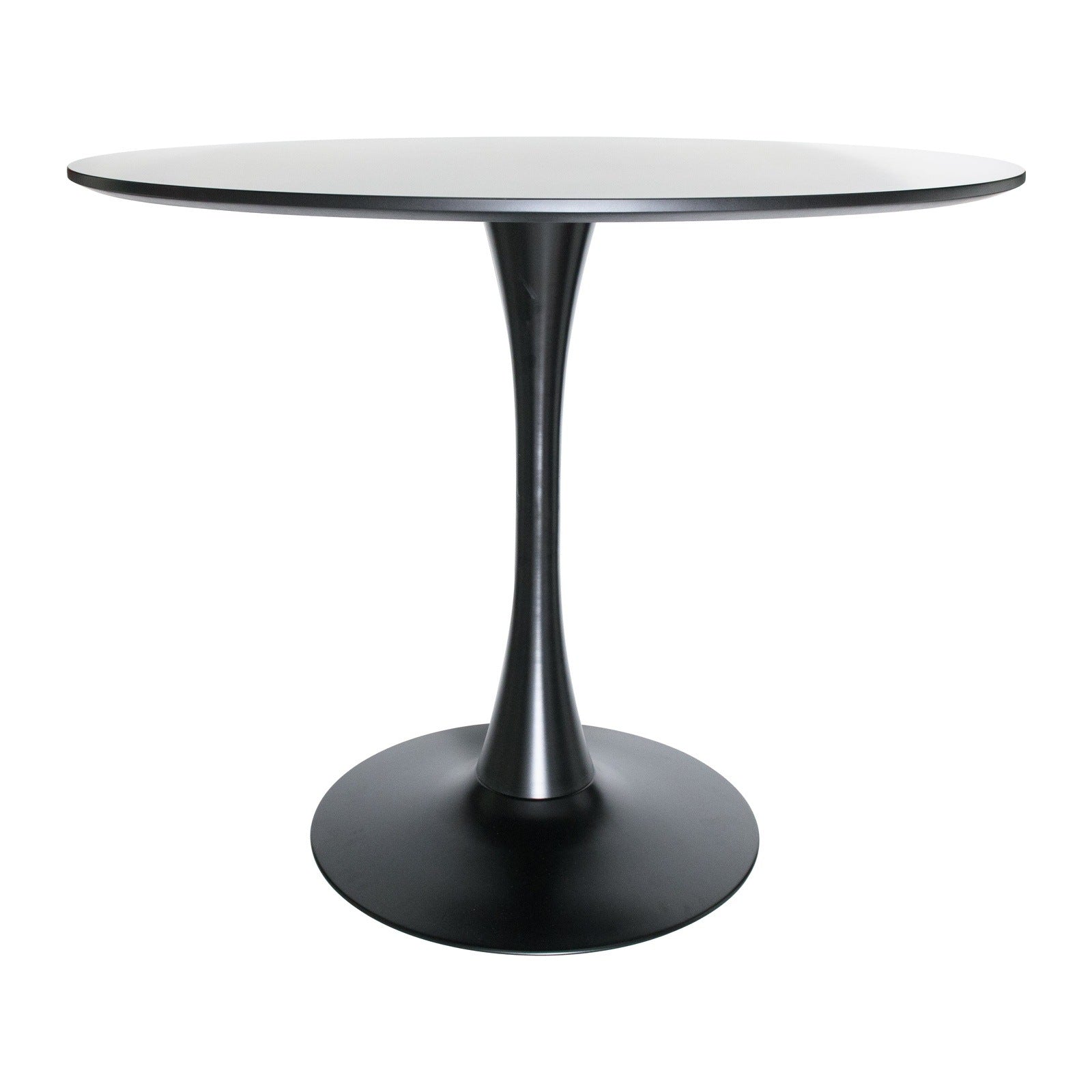 Bristol Modern Round Dining Table with Wood Top and Iron Pedestal Base