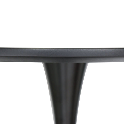 Bristol Modern Round Dining Table with Wood Top and Iron Pedestal Base