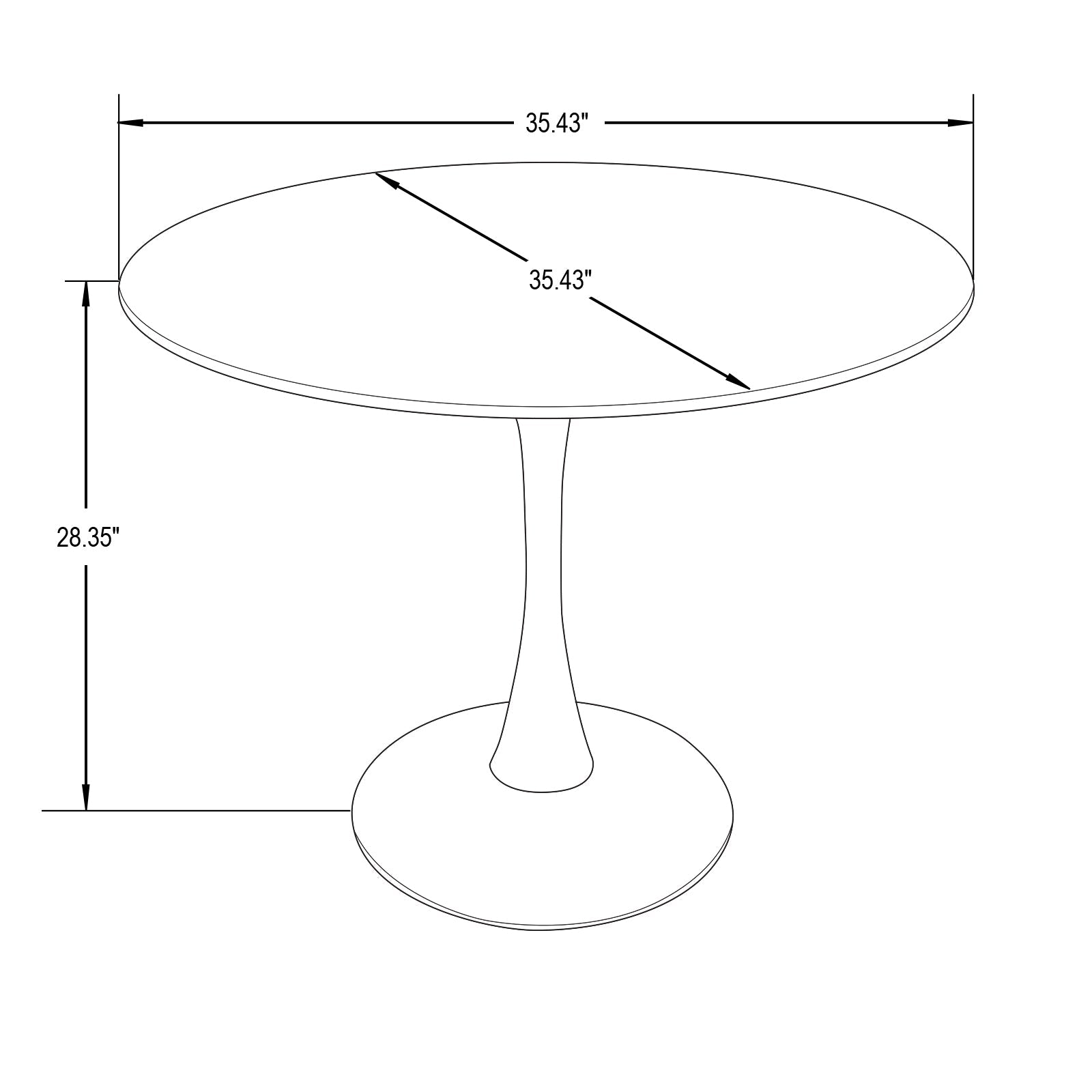 Bristol Modern Round Dining Table with Wood Top and Iron Pedestal Base