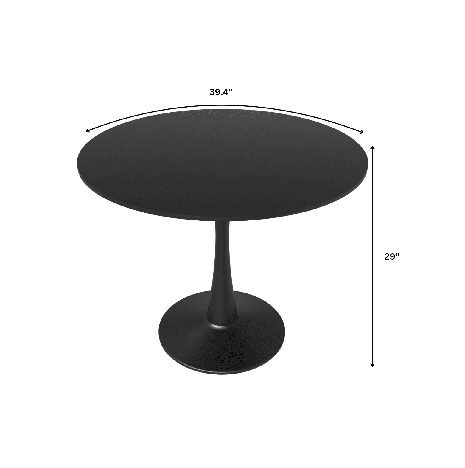 Bristol 40" Round Dining Table with MDF Wood Tabletop in Black Steel