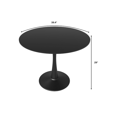 Bristol 40" Round Dining Table with MDF Wood Tabletop in Black Steel