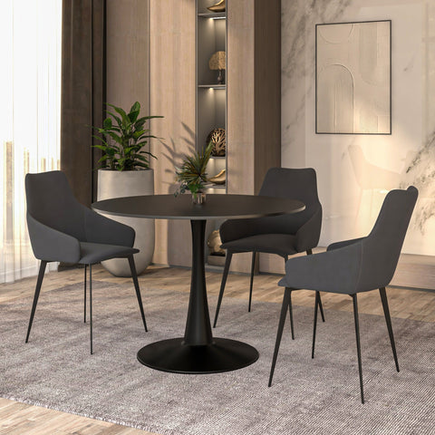 Bristol 40" Round Dining Table with MDF Wood Tabletop in Black Steel