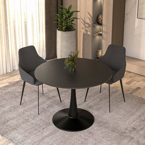 Bristol 40" Round Dining Table with MDF Wood Tabletop in Black Steel