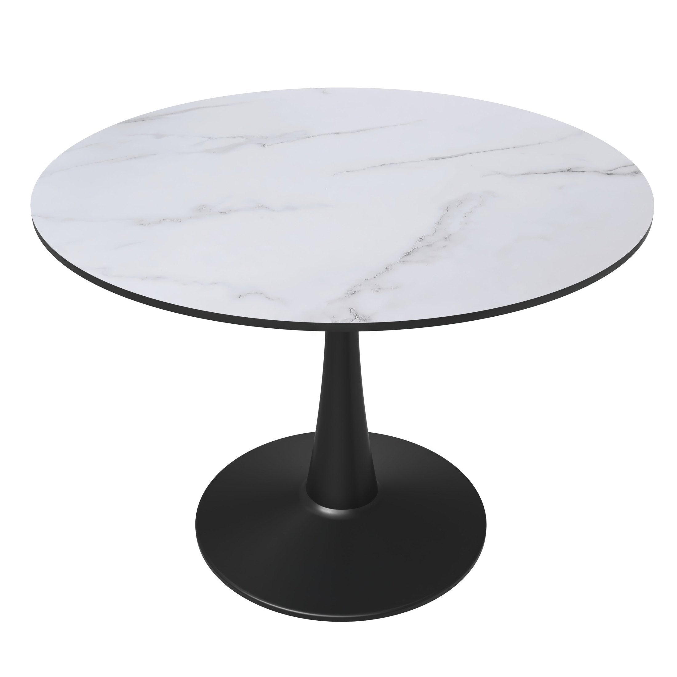 Bristol 40" Round Dining Table with MDF Wood Tabletop in Black Steel