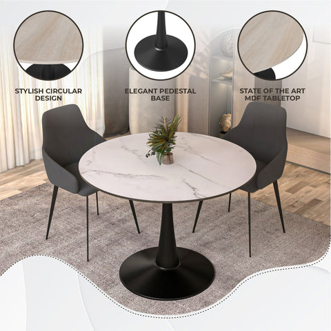 Bristol 40" Round Dining Table with MDF Wood Tabletop in Black Steel