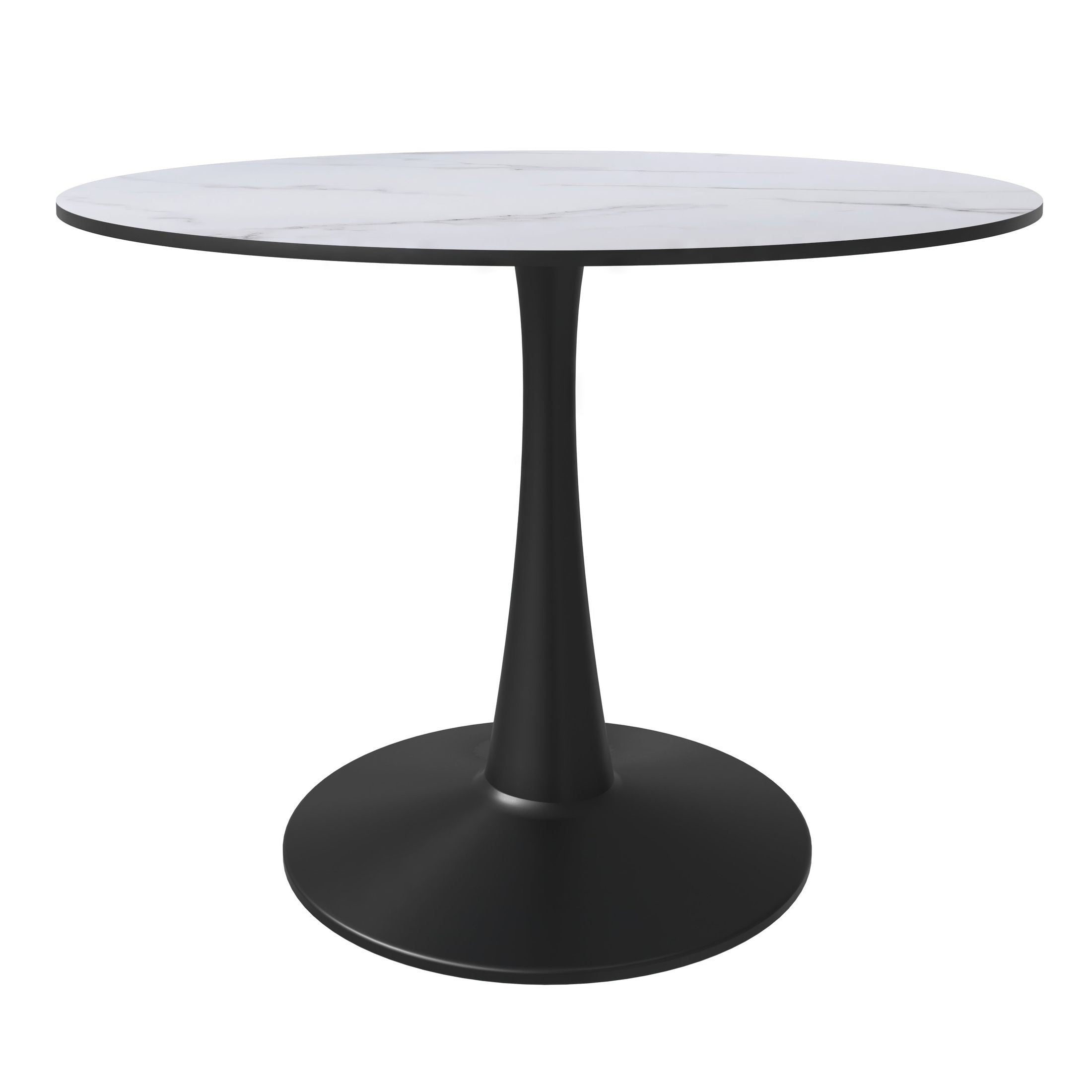 Bristol 40" Round Dining Table with MDF Wood Tabletop in Black Steel