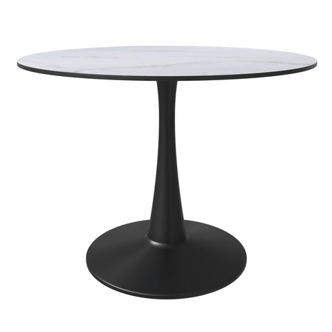 Bristol 40" Round Dining Table with MDF Wood Tabletop in Black Steel