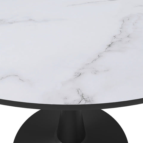 Bristol 40" Round Dining Table with MDF Wood Tabletop in Black Steel