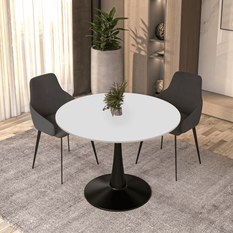 Bristol 40" Round Dining Table with MDF Wood Tabletop in Black Steel