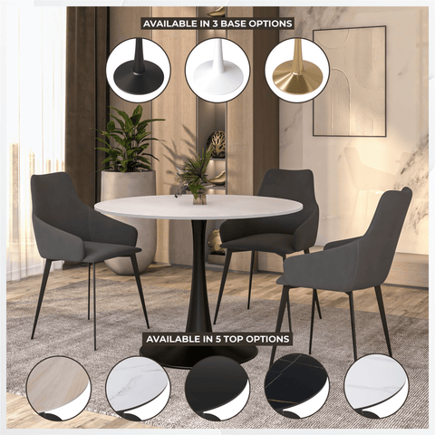 Bristol 40" Round Dining Table with MDF Wood Tabletop in Black Steel