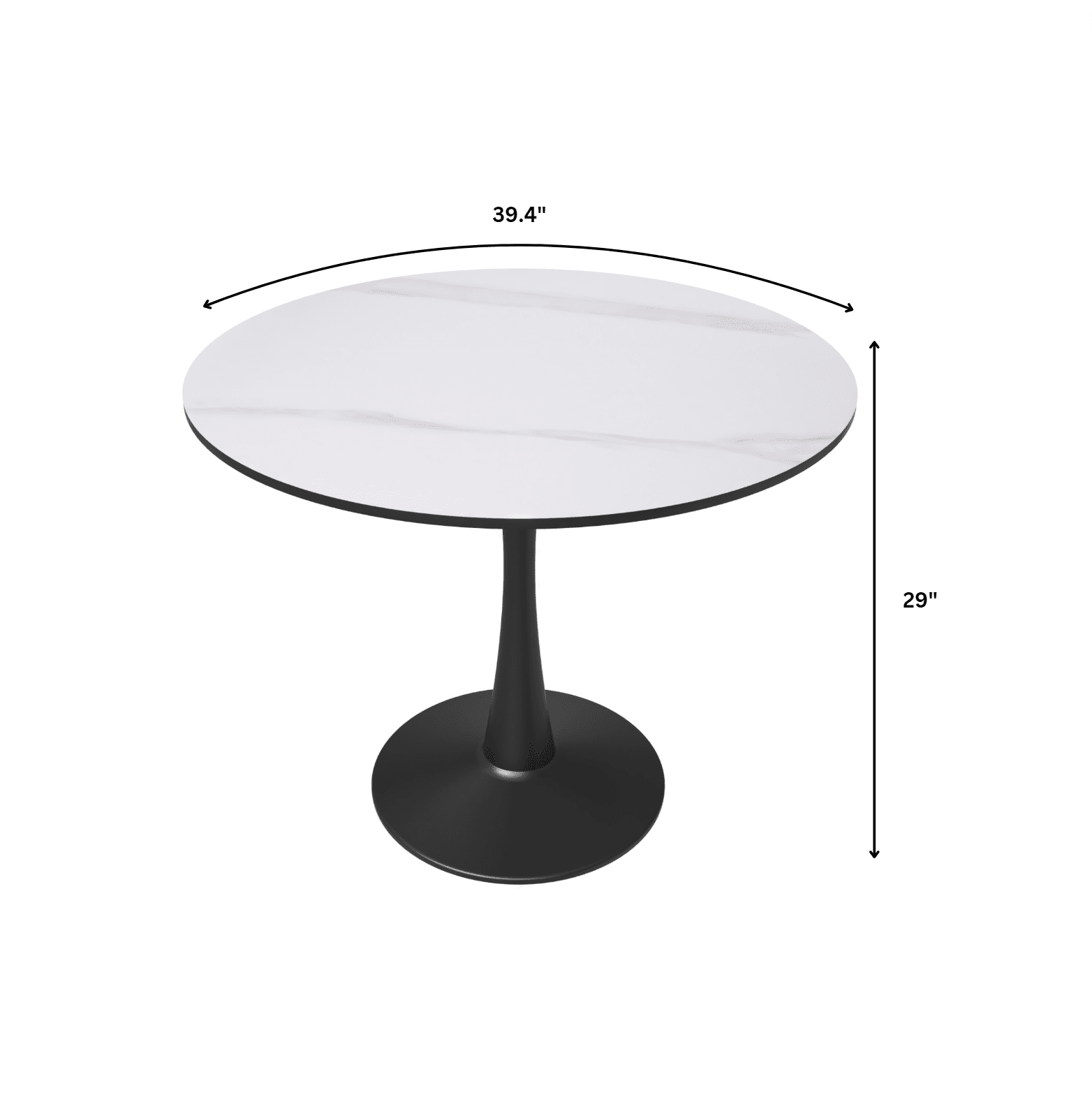 Bristol 40" Round Dining Table with Sintered Stone Tabletop in Black Steel