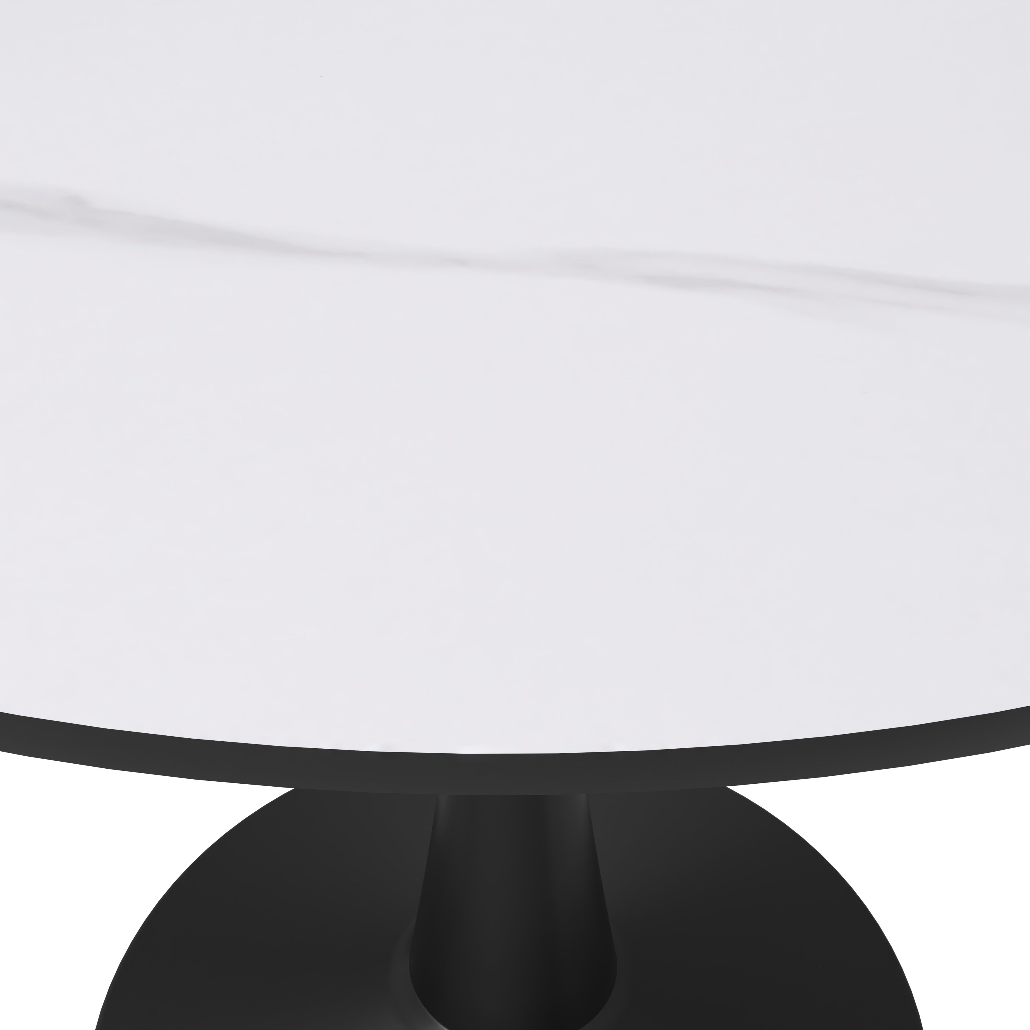 Bristol 40" Round Dining Table with Sintered Stone Tabletop in Black Steel