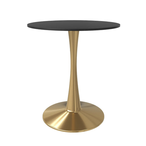 Bristol 24" Round Dining Table with MDF Wood Tabletop in Gold Steel