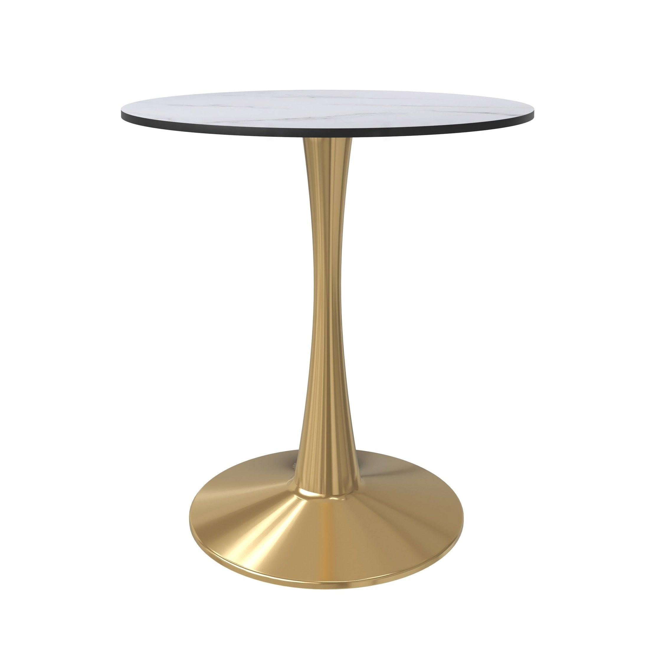 Bristol 24" Round Dining Table with MDF Wood Tabletop in Gold Steel