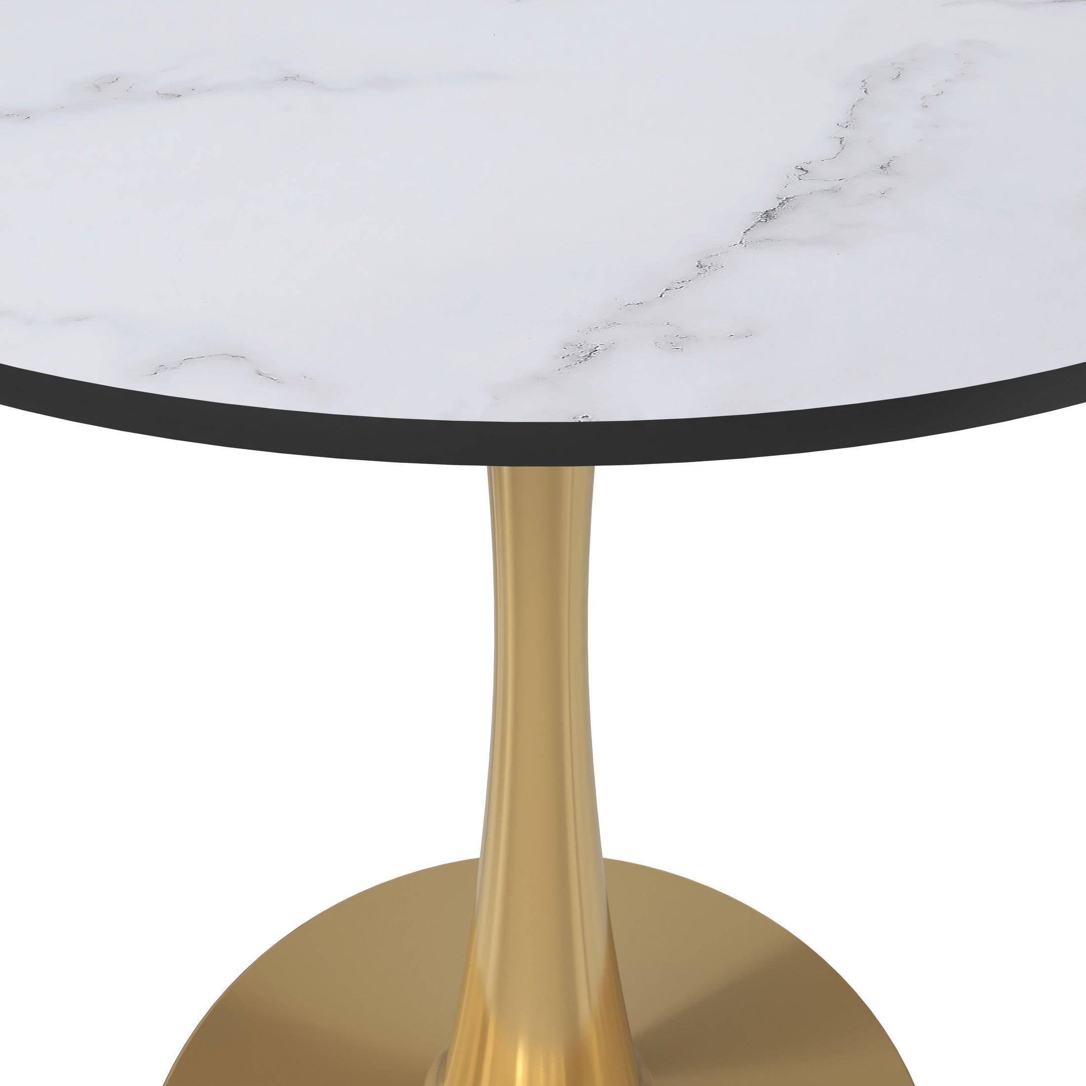 Bristol 24" Round Dining Table with MDF Wood Tabletop in Gold Steel