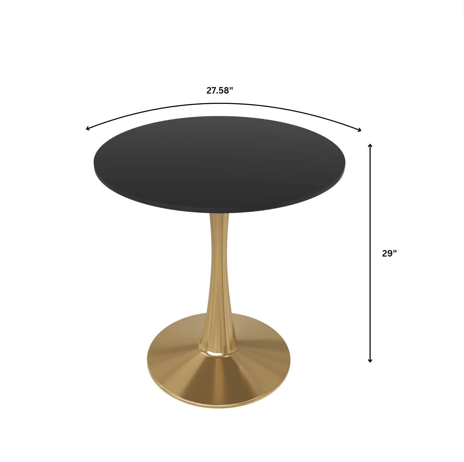 Bristol 27" Round Dining Table with MDF Wood Tabletop in Gold Steel