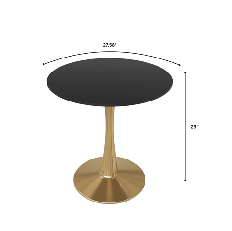 Bristol 27" Round Dining Table with MDF Wood Tabletop in Gold Steel