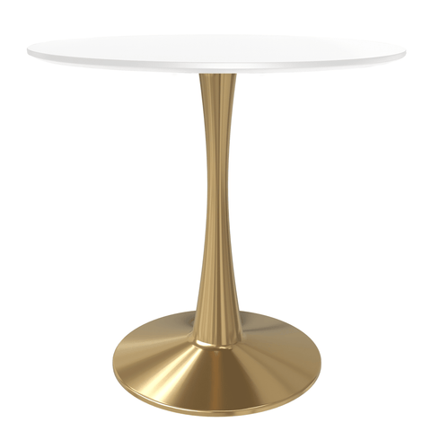 Bristol 27" Round Dining Table with MDF Wood Tabletop in Gold Steel