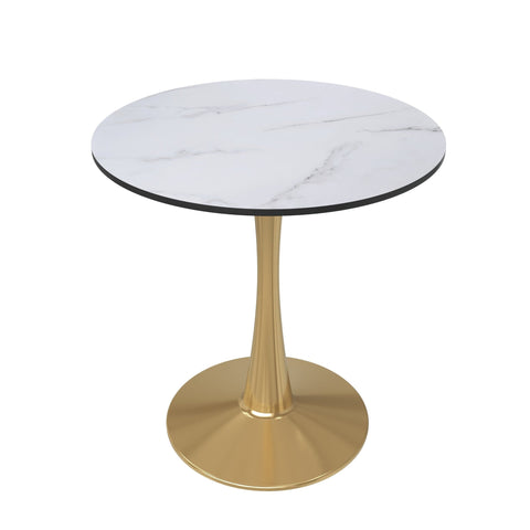 Bristol 27" Round Dining Table with MDF Wood Tabletop in Gold Steel