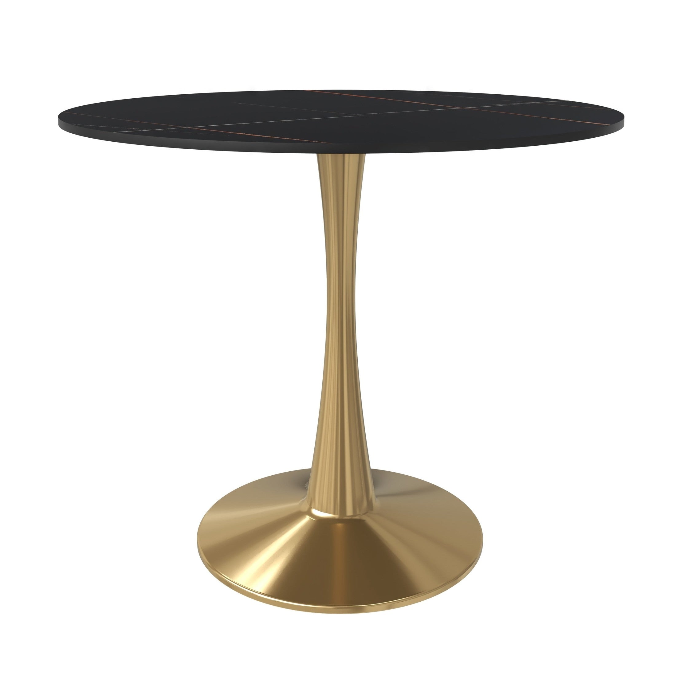 Bristol 31" Round Dining Table with Sintered Stone Tabletop in Gold Steel