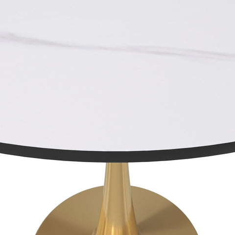 Bristol 35" Round Dining Table with MDF Wood Tabletop in Gold Steel