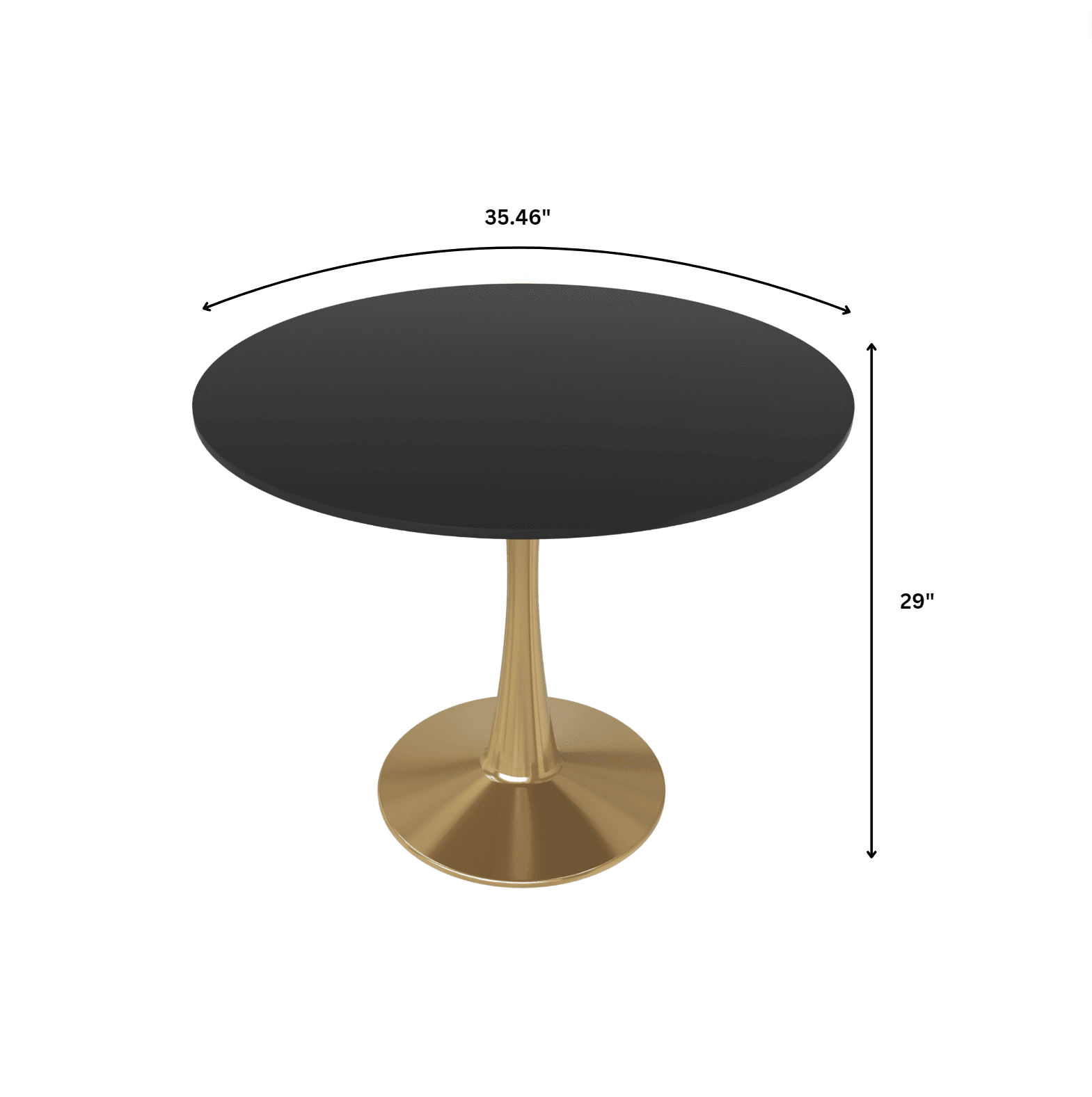 Bristol 35" Round Dining Table with MDF Wood Tabletop in Gold Steel