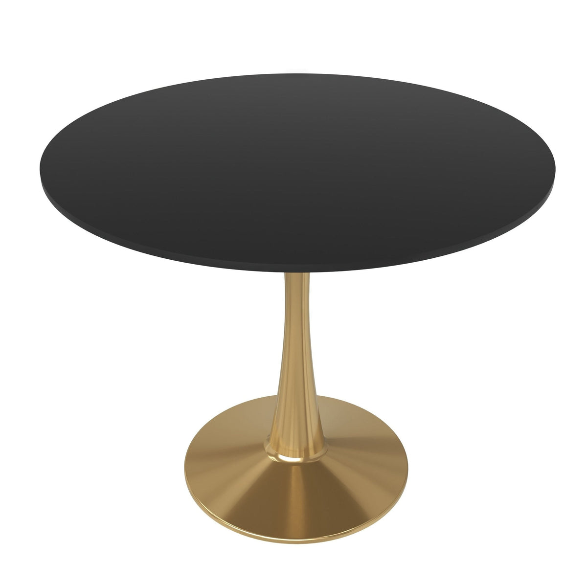 Bristol 35" Round Dining Table with MDF Wood Tabletop in Gold Steel