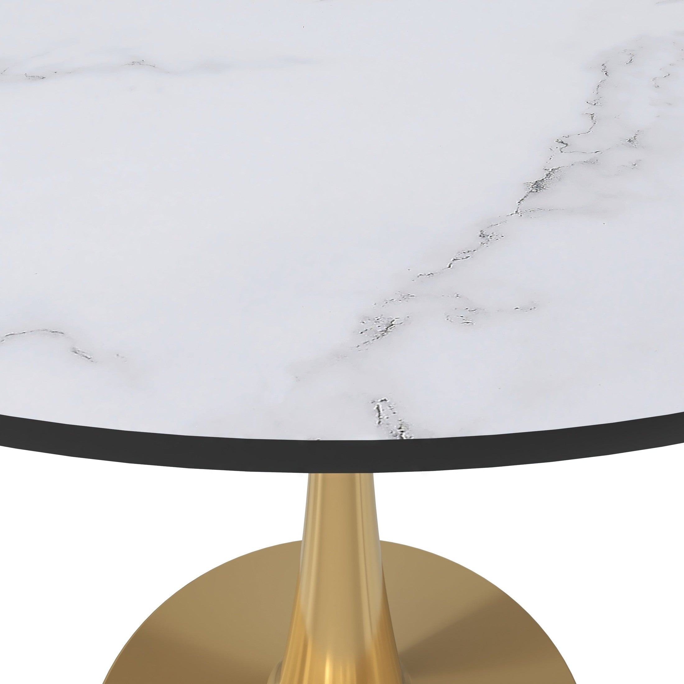 Bristol 35" Round Dining Table with MDF Wood Tabletop in Gold Steel