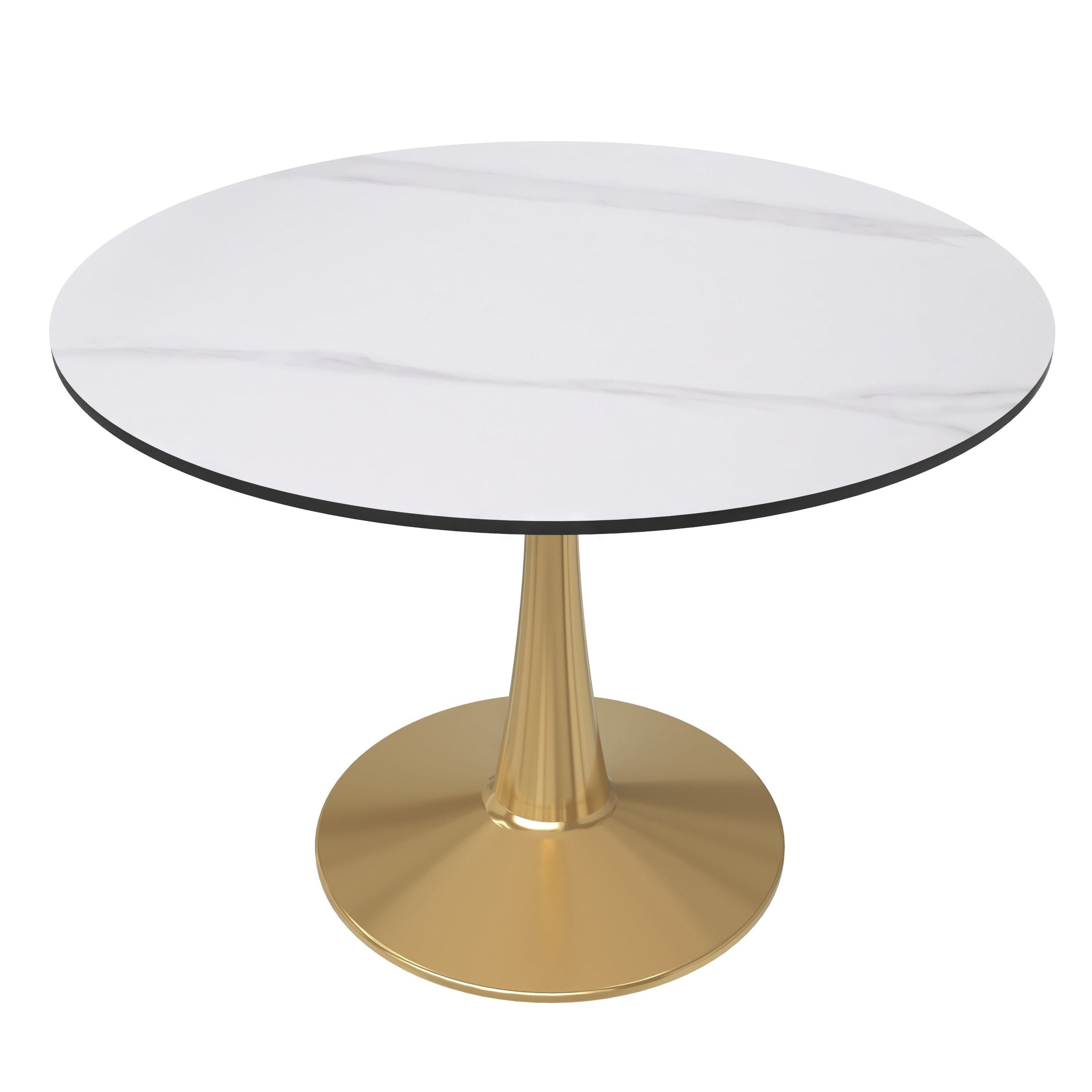 Bristol 40" Round Dining Table with Sintered Stone Tabletop in Gold Steel