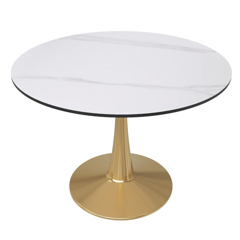 Bristol 40" Round Dining Table with Sintered Stone Tabletop in Gold Steel