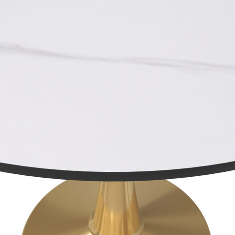 Bristol 40" Round Dining Table with Sintered Stone Tabletop in Gold Steel