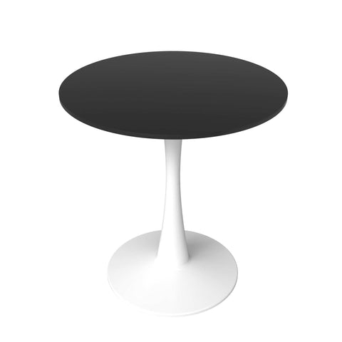 Bristol 27" Round Dining Table with MDF Wood Tabletop in White Steel