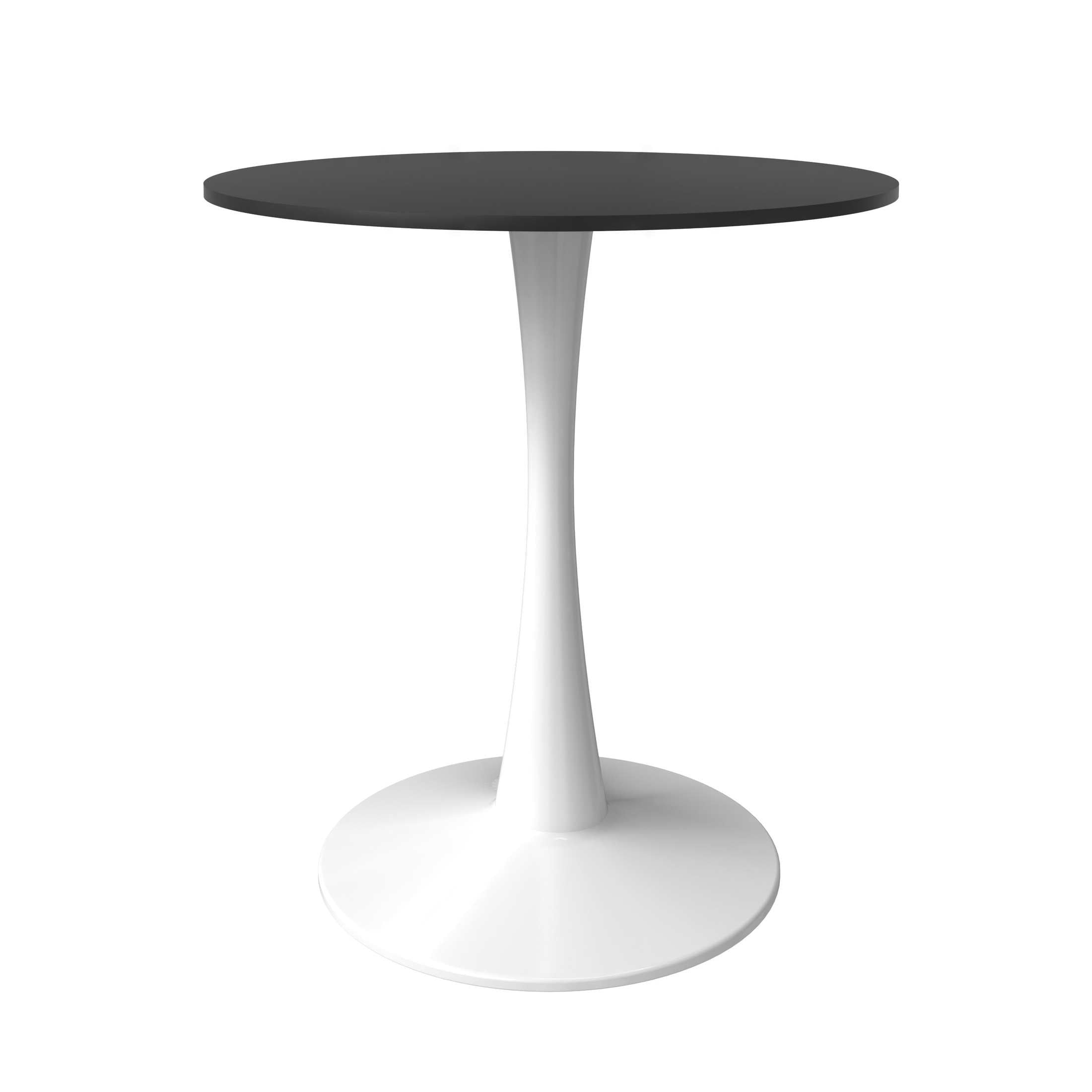 Bristol 27" Round Dining Table with MDF Wood Tabletop in White Steel