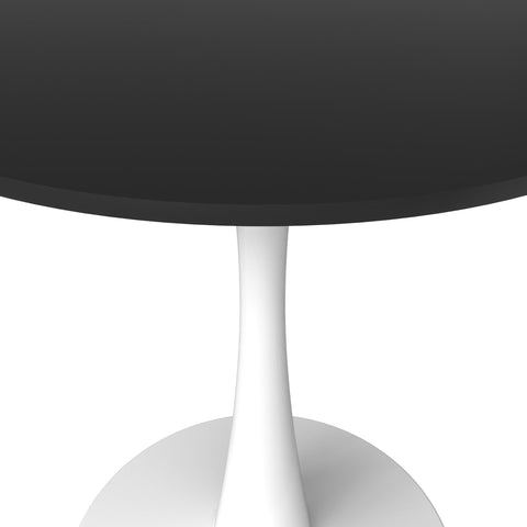 Bristol 27" Round Dining Table with MDF Wood Tabletop in White Steel