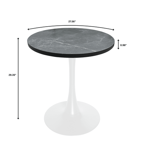 Bristol 27" Round Dining Table with MDF Tableop and White Iron Base