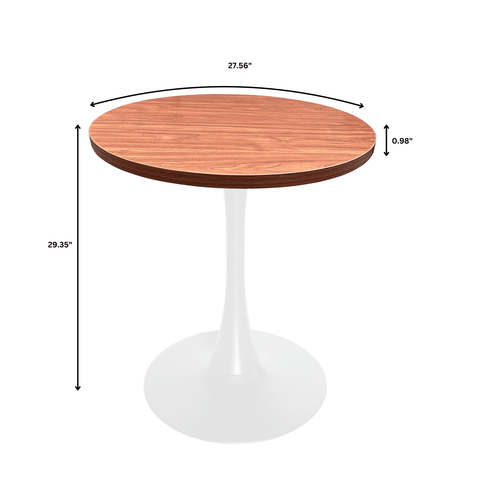 Bristol 27" Round Dining Table with MDF Tableop and White Iron Base