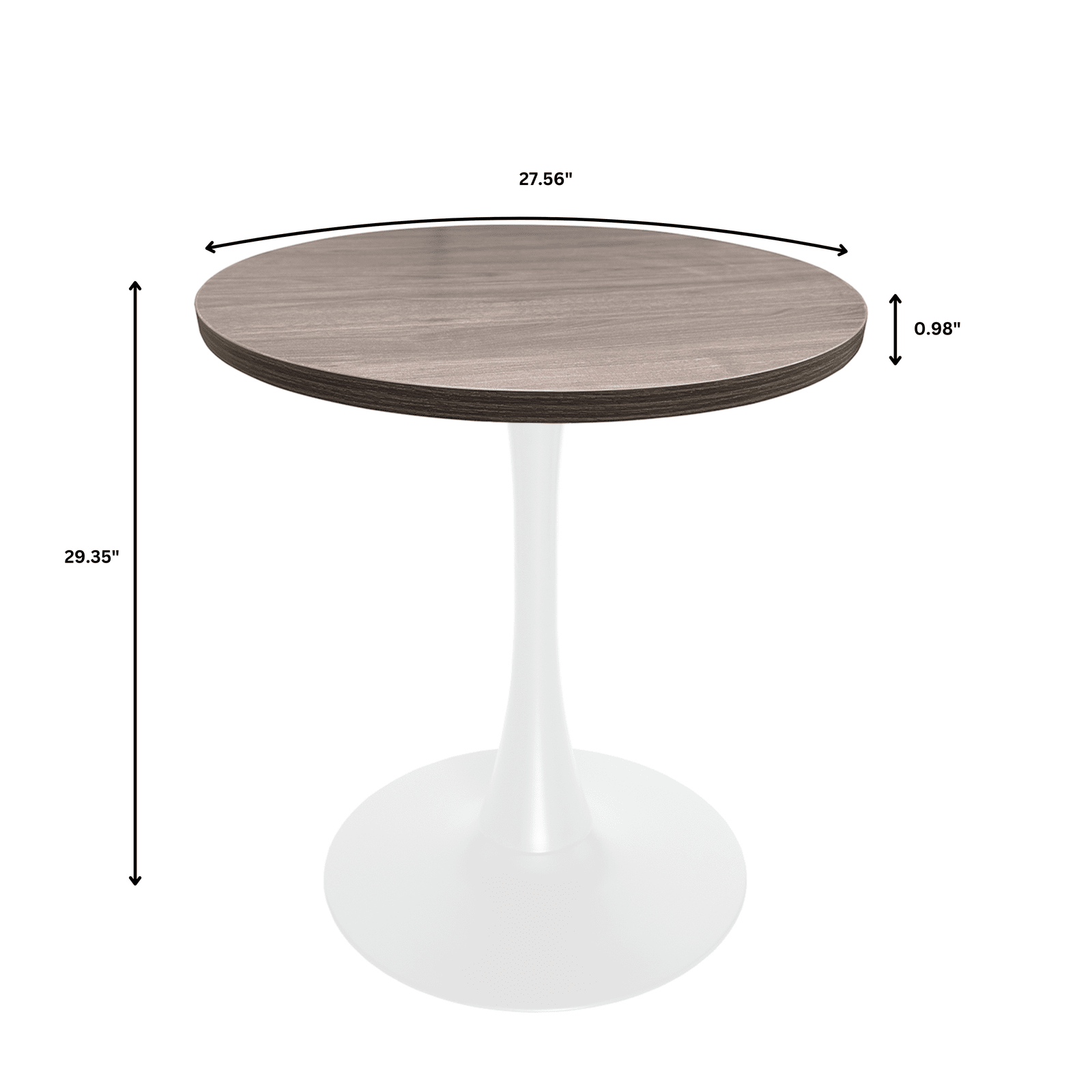 Bristol 27" Round Dining Table with MDF Tableop and White Iron Base