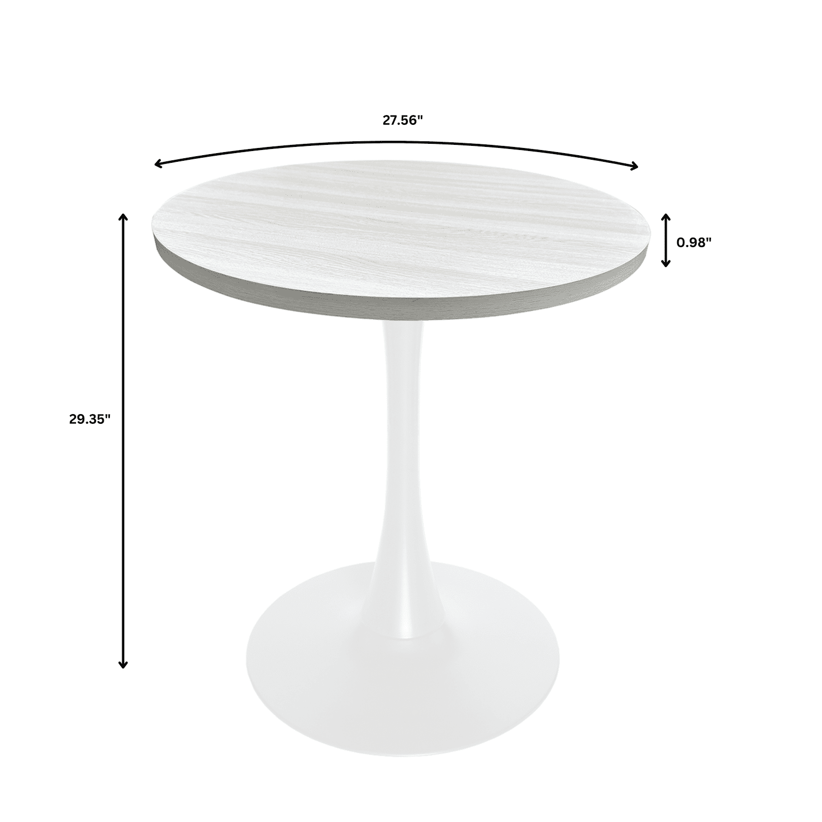 Bristol 27" Round Dining Table with MDF Tableop and White Iron Base