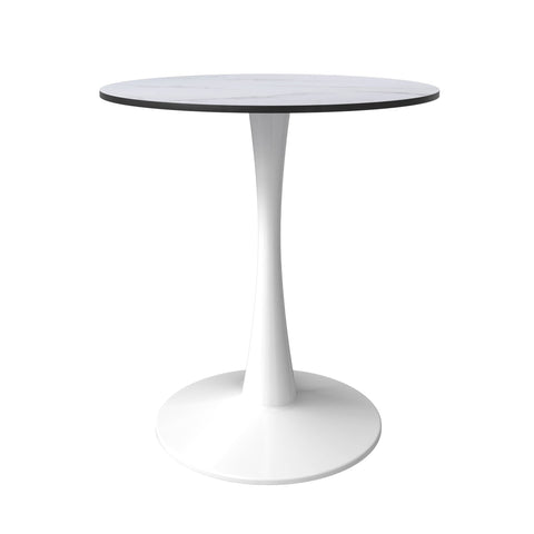 Bristol 27" Round Dining Table with MDF Wood Tabletop in White Steel