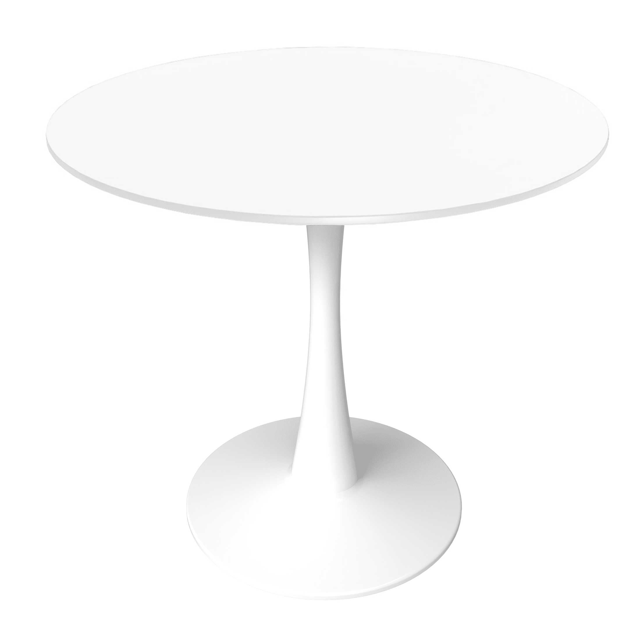 Bristol 27" Round Dining Table with MDF Wood Tabletop in White Steel