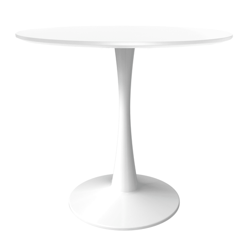 Bristol 27" Round Dining Table with MDF Wood Tabletop in White Steel