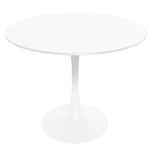 Bristol 32" Round Dining Table with Wood Top and Iron Pedestal Base