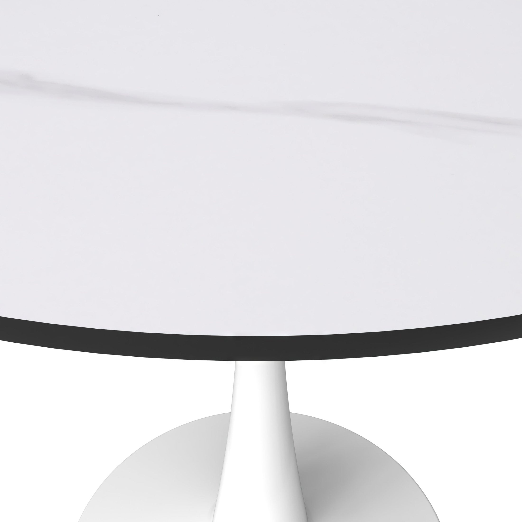 Bristol 31" Round Dining Table with Sintered Stone Tabletop in White Steel