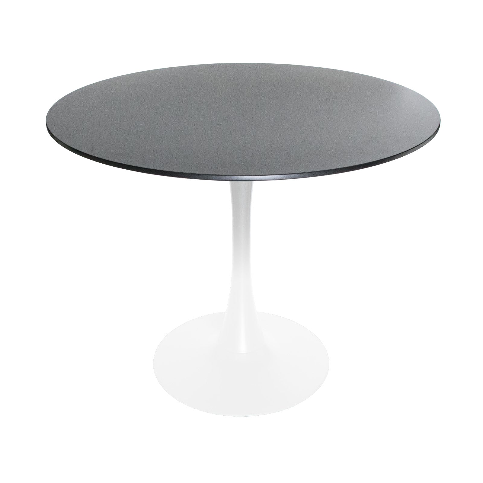 Bristol Modern Round Dining Table with Wood Top and Iron Pedestal Base