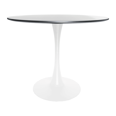 Bristol Modern Round Dining Table with Wood Top and Iron Pedestal Base